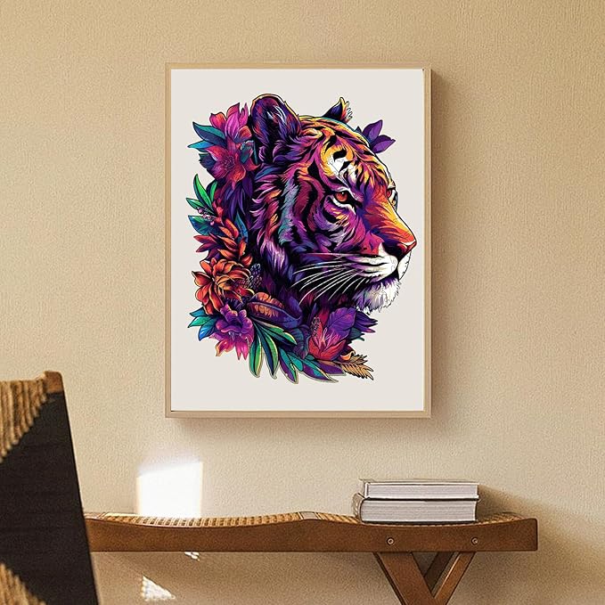 Wooden Puzzles Tiger 200pcs Medium Puzzles for Adults, Unique Shape Animal Adult Puzzles, Irregular Best Gift for Adults and Kids Family Game (10x12.6 in)