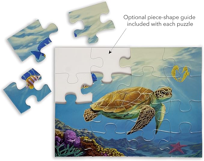 Large Piece Jigsaw Puzzle – Easy & Colorful, Dementia & Memory Activities for Seniors, Elderly Gifts, 16 Pieces, Aquamarine