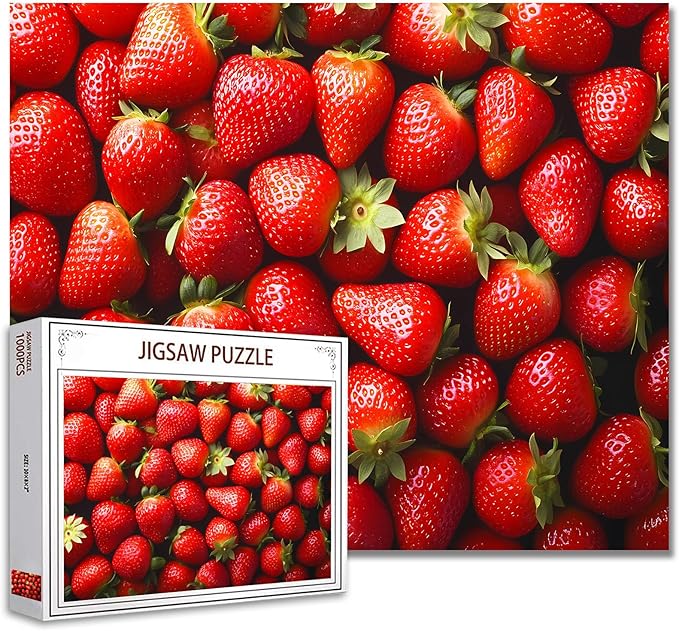 Tucocoo 1000 Piece Jigsaw Puzzles for Adults Red Strawberries Jigsaw Puzzle Fruit Art 1000 Pieces Puzzles for Challenging Family Activity Educational Game Colorful DIY Crafts Puzzle Wall Decor Gifts