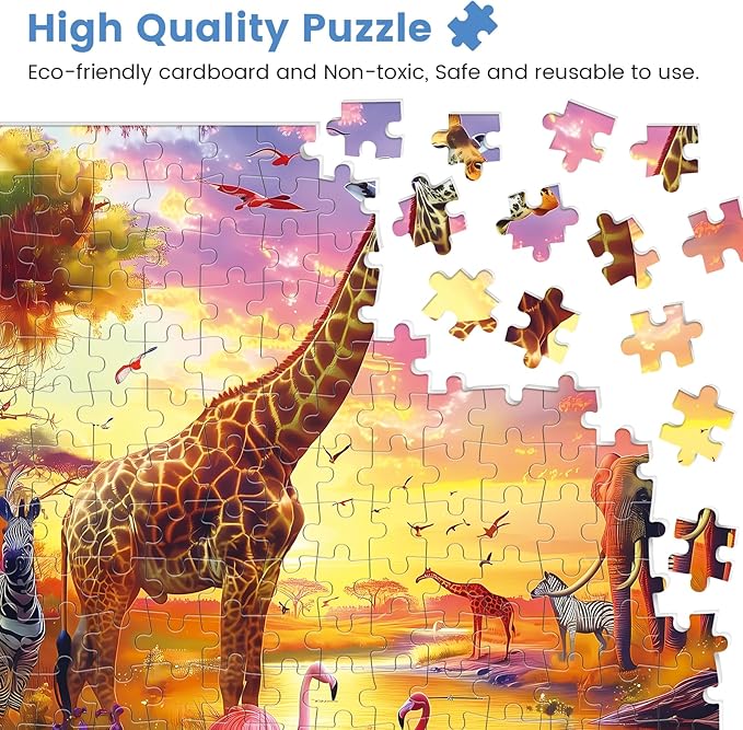 300 Piece Puzzles for Adults,Animals of The Savannah Jigsaw Puzzle for Adults Kids Seniors,Recycled Cardboard Large Piece Puzzle 300 Piece,Family Activity Great Gift for Family Friends 20.5 * 15 in