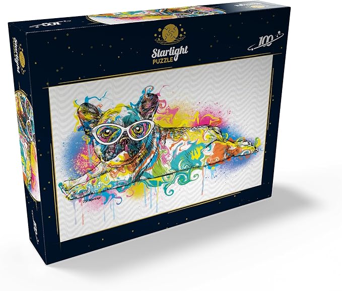 MyPuzzle Lazy Frenchie - Premium 100 Piece Jigsaw Puzzle for Adults