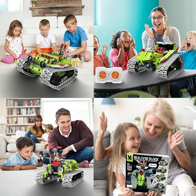 5 in 1 Robot Building Kit for Kids, Educational STEM Building Blocks Set, Remote & APP Control Construction Robot/Tracked Racer/Tank/Bulldozer, Building Toy Gifts for Boys Girls 8-16, (705 PCS)