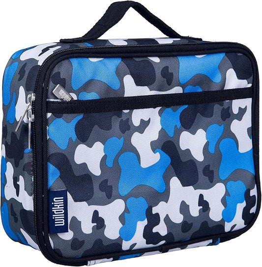 Wildkin Kids Insulated Lunch Box – Durable and Reusable for School & Travel - Blue Camo