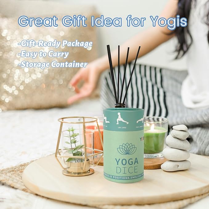 YOBRO Fun Yoga Dice Set for Adults and Kids, Gift for Yogis and Yoga Lovers, Yoga Decor, Exercise Dice Game for Home Workout, Fitness Yoga Poses Meditation Stuff, Mindfulness Gifts for Women, 2 Pack