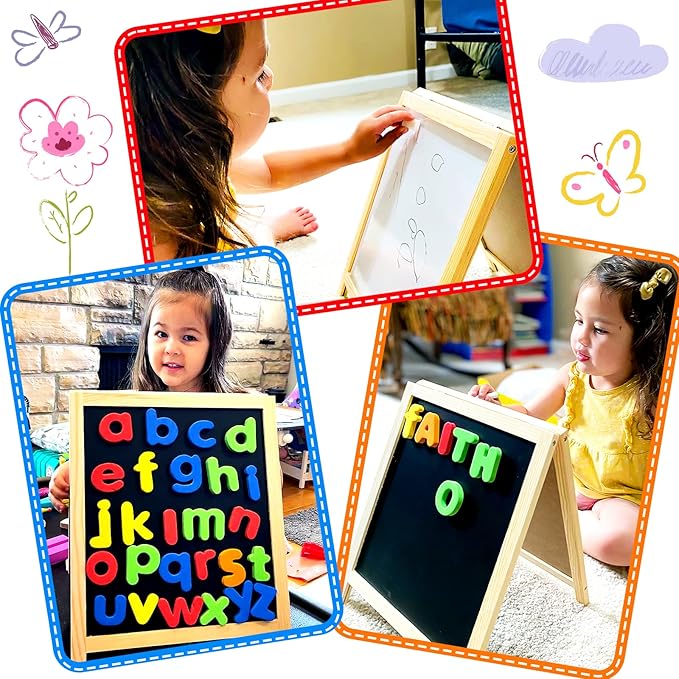 INNOCHEER Magnetic Letters and Numbers for Toddlers, Magnetic Board for Kids, ABC Alphabet Magnets, Educational Dry Erase Board - Whiteboard & Chalkboard for Toddlers Writing & Drawing Kids Toys