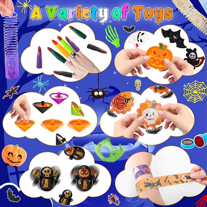 380PCS+ Halloween Party Favors for Kids - Halloween Toys Bulk for Goodie Bag Stuffers, Trick or Treat and Classroom Prizes, Fidget Toys Bulk for Boys Girls