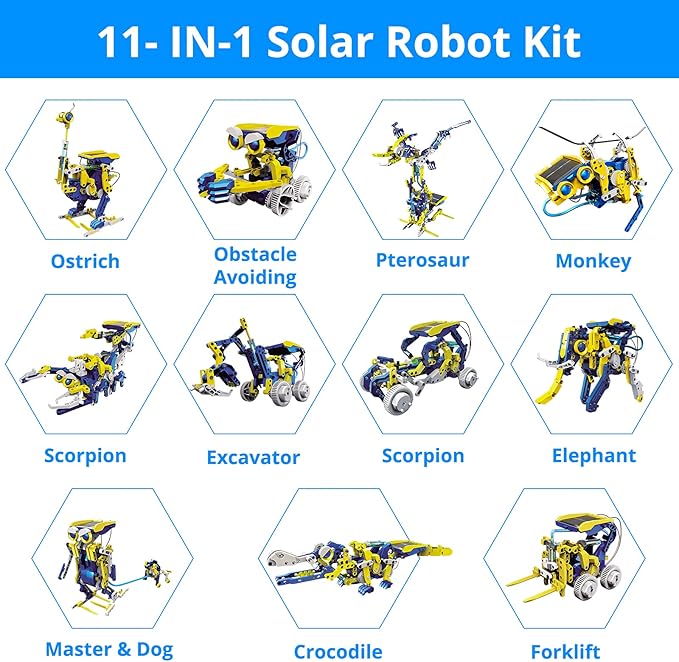 STEM Projects 11-in-1 Solar Robot Toy for Kids Ages 8-12, Science Kits Educational Robotics to Build, Christmas Birthday Gifts for 8 9 10 11 12 13 14 Year Old Boys Girls Teens.