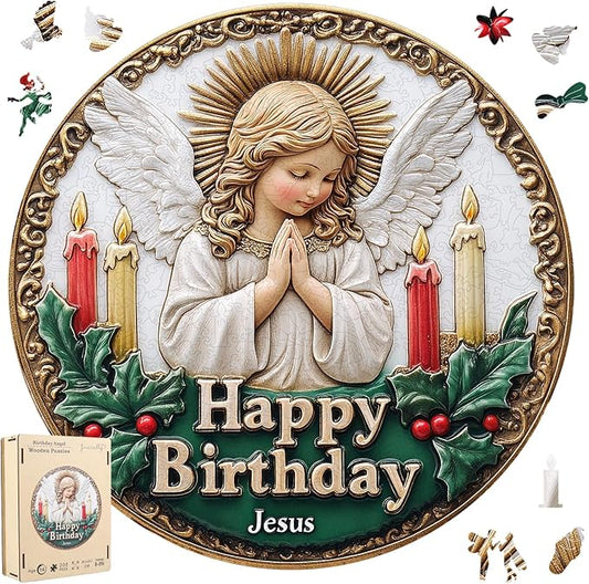 Puzzles for Adults Birthday Angel Wooden Puzzles, 500 Pieces Unique Shaped Liberty Jigsaw Puzzles, Holiday Birthday Gifts for Adults and Kids, Fun Challenge Family Game 16.7'' x 16.7''