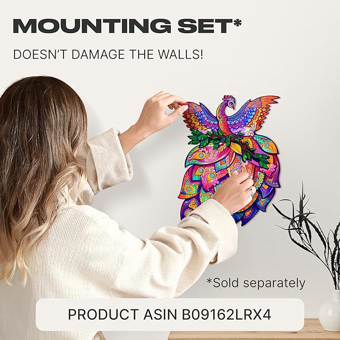 UNIDRAGON Original Wooden Jigsaw Puzzles - Fairy Bird, 297 pcs, King Size 11.6"x15.1", Beautiful Gift Package, Unique Shape Best Gift for Adults