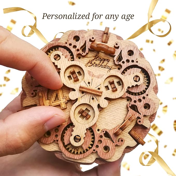 iDventure Birthday Cake Puzzle Box – 3D Gift Box for Adults – Money Holder Puzzle Game – Escape Room Brain Teaser for Men & Women