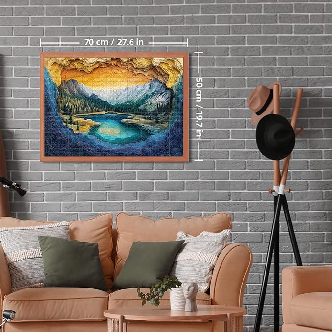 National Parks Puzzle for Adults 1000 Pieces – Yellowstone Lake-Inspired Mountain Landscape – Challenging Nature Puzzle for Families – Scenic Jigsaw with Stunning View (19.7x27.6 in)