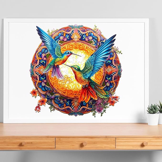 Jigfoxy Wooden Puzzles for Adults, Hummingbird Wooden Jigsaw Puzzles, Unique Animal Shape Puzzles, Christmas Thanksgiving Gifts for Family Friend(XL-19.7 * 19.7in-670psc)