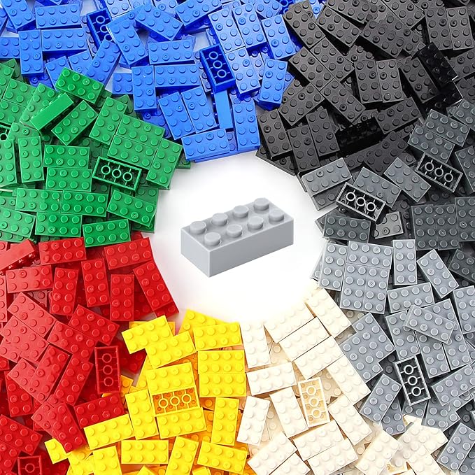 Feleph 2x4 Bricks 320 Pieces Multicolored Basic Parts Building kit Creative Play Set Blocks Toy Accessories Compatible with 3001 Major Brands (8 Mixed Color)