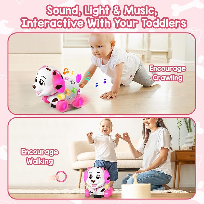 Toys for 1 Year Old Girl Gifts, Baby Toy 6-12-18 Months, Musical Puppy Toddler Learning Toy for 1 Year Old Boy Gift Present, 1st Birthday Gril Gift, Bilingual Toys with Music Light