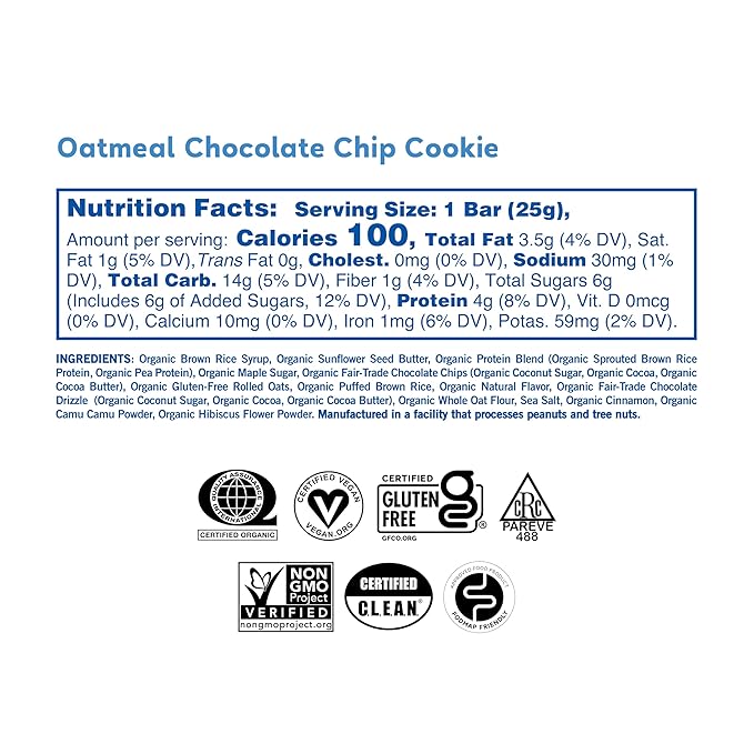 GoMacro MacroBar Organic Vegan Protein Bars - Mint Chocolate Chip & Oatmeal Chocolate Chip (2.3 Ounce Bars, 12 Count) (Pack of 2)