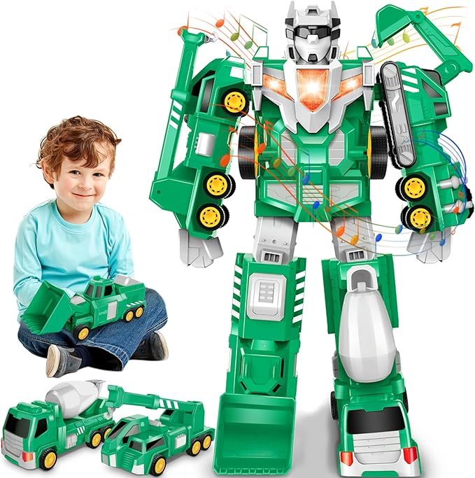 Laradola Toys for 3 4 5 6 Year Old Boys - Transform Robot Kids Toys Cars | STEM Building Toddler Toys for Ages 3+ | 5 in 1 Construction Christmas Birthday Gifts for Boys Girls