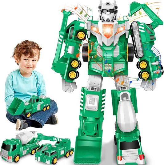 Laradola Toys for 3 4 5 6 Year Old Boys - Transform Robot Kids Toys Cars | STEM Building Toddler Toys for Ages 3+ | 5 in 1 Construction Christmas Birthday Gifts for Boys Girls