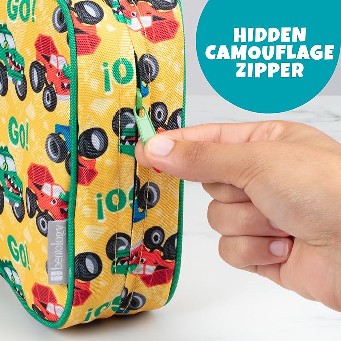 Bentology Lunch Bag for Boys- Kids Insulated Durable Lunchbox Tote Fits Bento Boxes, Containers, Jars & Water Bottles- Reusable School Lunch Sleeve w Clip on Handle- Keep Food Hotter or Colder Longer