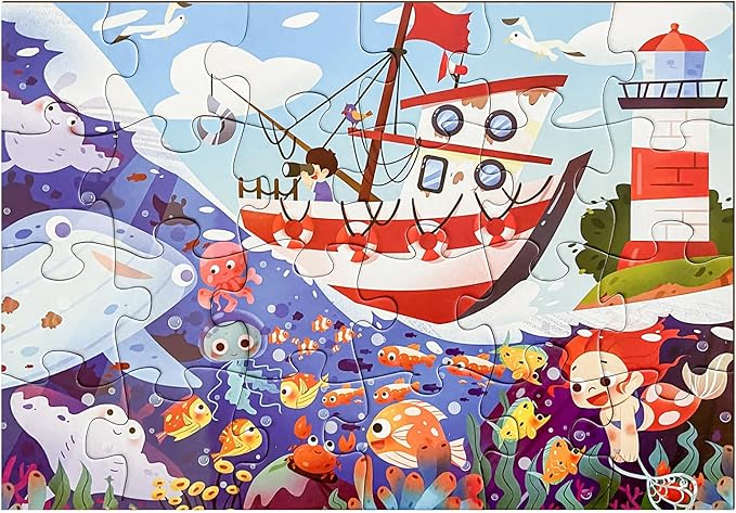 Jumbo Floor Puzzle for Kids,Large Jigsaw Puzzles 24 Piece for Kids Ages 3-5 (sea World)