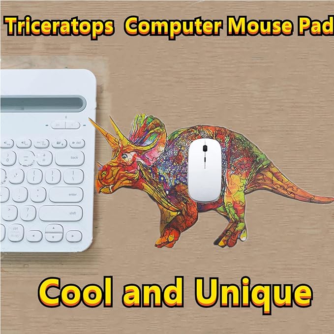 Wooden Jigsaw Puzzle for Adults,Unique Triceratops Dinosaur Animals Shaped Magic Puzzle Pieces Best Gift for Adults,Can be Used as a Cool Mouse Pad,277pcs (17.32x9.05 in) 02