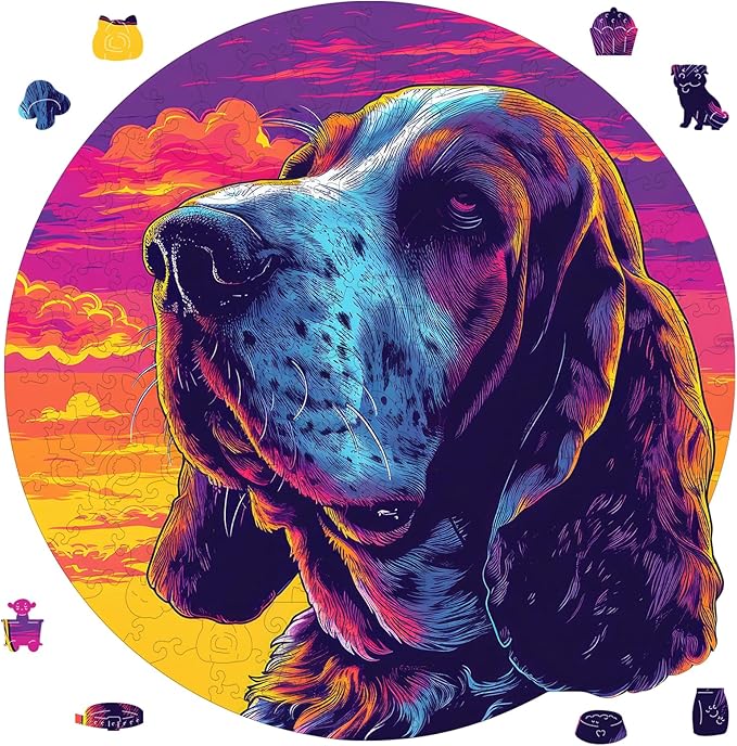 Ruikiyart Wooden Puzzles for Adults, 5MM 500 Pieces Beagle Dog Wooden Jigsaw Puzzles, Unique Shapes Puzzle Gift for Kids and Adults on Birthday,Thanksgiving,Christmas (16.5"*16.7")