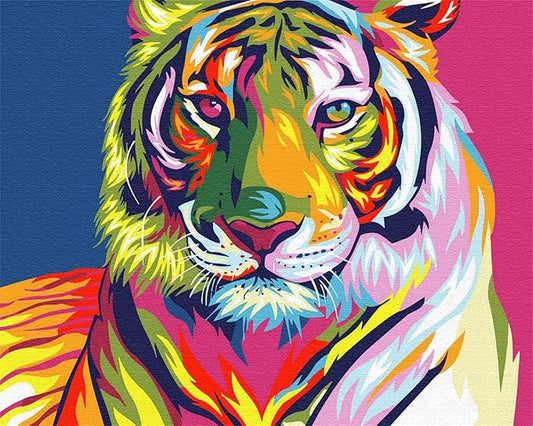 Komking Paint by Number for Kids & Adults Beginner, Paint by Numbers Kits on Canvas, Art Craft Painting Kits Gifts for Home Decor, Colorful Tiger Without Frame 16x20inch