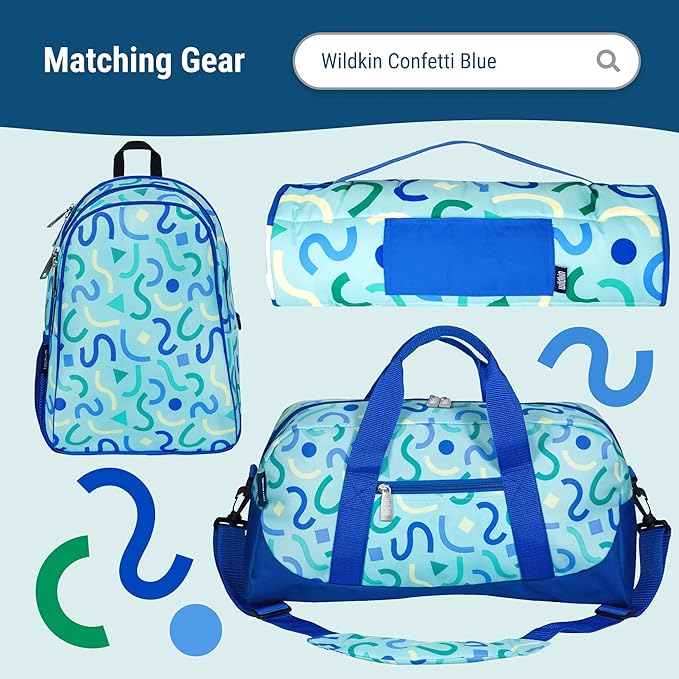 Wildkin Kids Insulated Lunch Box – Durable and Reusable for School & Travel - Confetti Blue