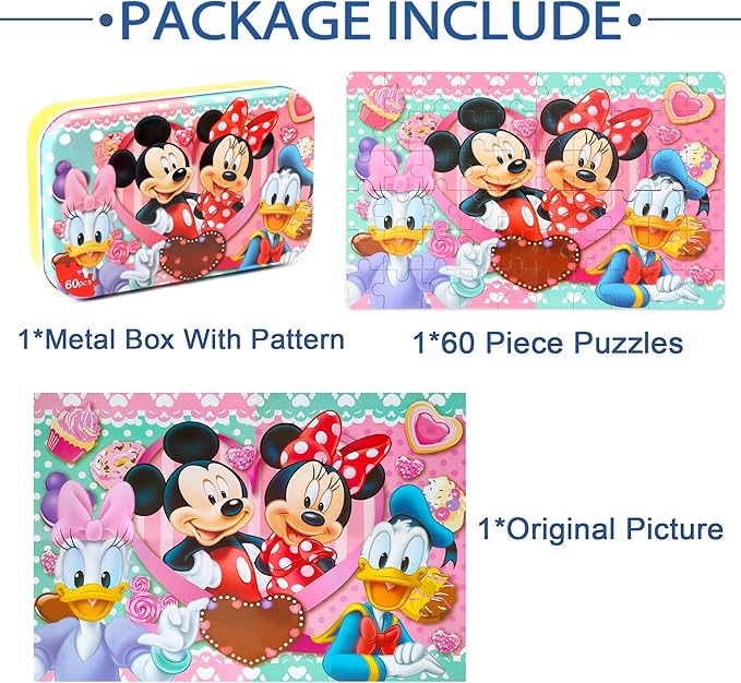 LELEMON Puzzles for Kids Ages 4-6, 60 Piece Puzzles for Kids Ages 3-5 in a Metal Box, Educational Kids Puzzles Jigsaw Puzzles for Kids Ages 4-8 Childrens Puzzle Games Puzzle Toys for Girls and Boys