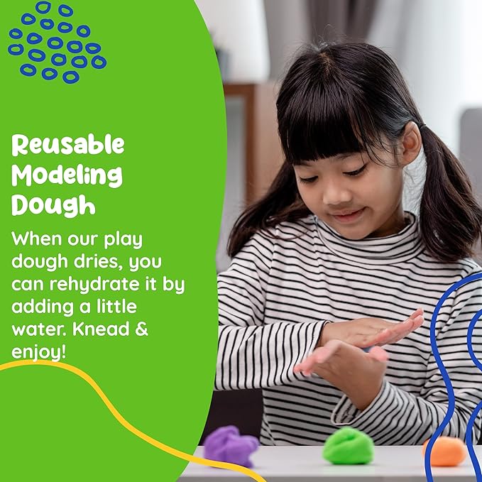 Modeling Clay for Kids - 12 Super Soft & 100% Natural Doughs Made from Wheat Flour - 100g Per Can of Reusable & Vibrant Clay Modeling Kit for Ages 3+ by Marie’s Kids