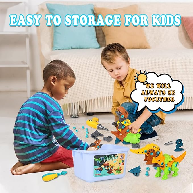 Dinosaur Toys, Take Apart Dinosaur Toys for Kids, Educational Construction Building Sets with Electric Drill Storage Box - Birthday Gifts for Toddlers Boys Girls Age 3 4 5 6 7 8 Year Old