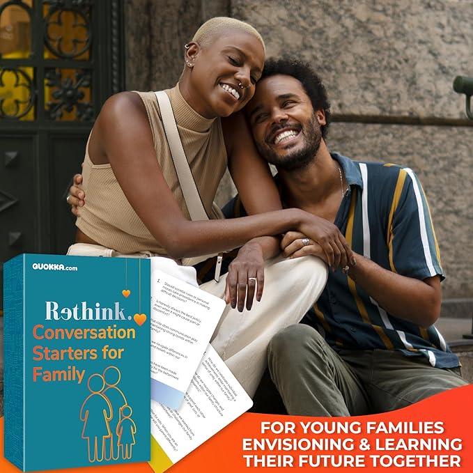 QUOKKA Conversation Cards Game - Family Edition | 500 Questions | Original Version | Share Thoughts - Fun Talking Board Game for Family Night