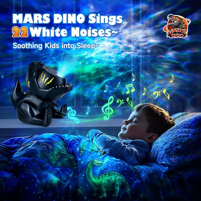 Dinosaur Galaxy Projector for Kids, Non-glare 316 Lightings Star Projector Galaxy Light,22 White Noise+5.3 Bluetooth Speaker Dinosaur Night Light, Nightlight for Kids Room with Galaxy Light,Dino Gifts