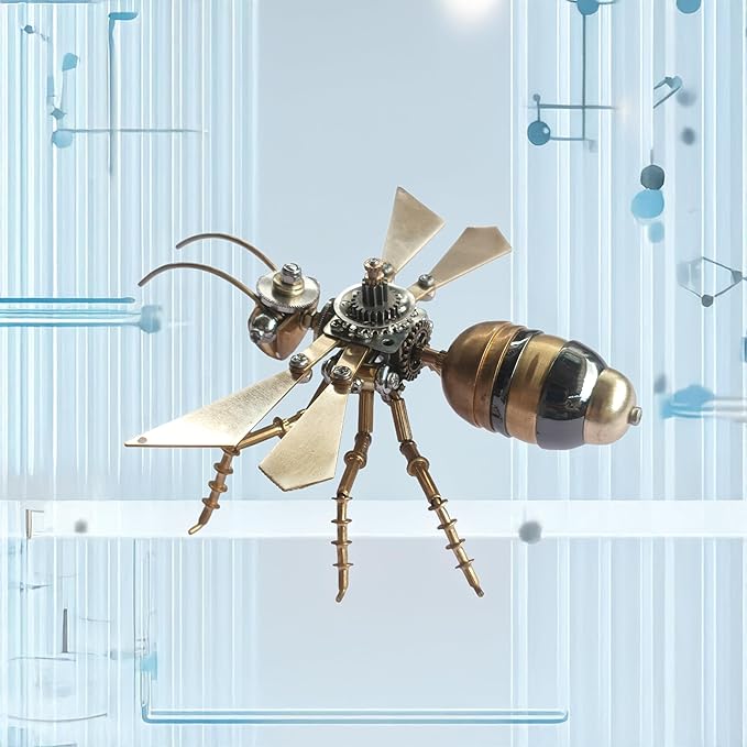 Steampunk Metal Insect Steampunk Bug Mechanical Steampunk Sculpture Steampunk mMechanical Insect Clockwork 3D Steampunk Metal Puzzle, Mechanical Insects Model (Flying Ants)