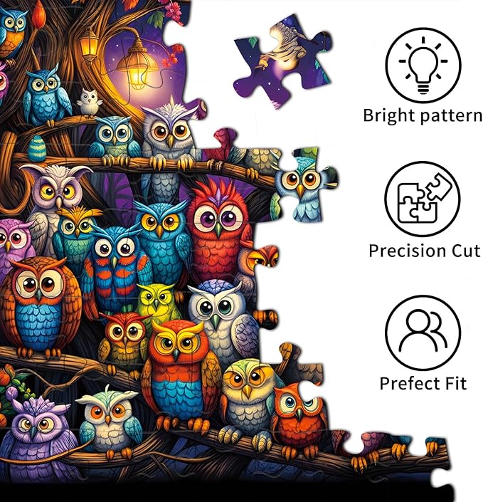 Owl Family Puzzles for Adults 1000 Pieces, Jigsaw Puzzles for Adults 1000 Piece, Challenging Game Toys, Impossible Puzzle, Family Decoration Puzzle