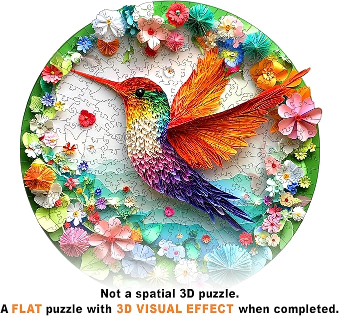 Wooden Puzzles for Adults - Hummingbird Wooden Jigsaw Puzzle - Unique Shape 3D Vision Wood Puzzles Adult - Christmas Birthday Gifts for Adults/Friends/Family - 280pcs 13.3 * 13.2in