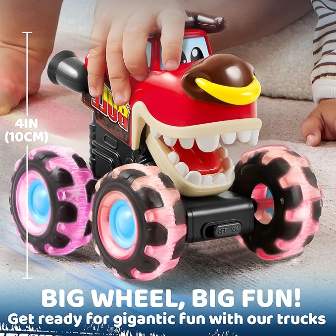 JOYIN 3 Pack Monster Truck Toy - Motion Activated Light-Up Cars for Toddlers - Monster Treads Lightning Wheels - Baby Toy Trucks - Press & Go Cars for Kids Boys Birthday Gifts for Christmas
