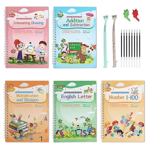 Magical Handwriting Workbooks Handwriting Practice Copybook Aid Magic Pen Reusable Copybook Grooves Template Design for Children Books Suitable for Children's Learning (5)