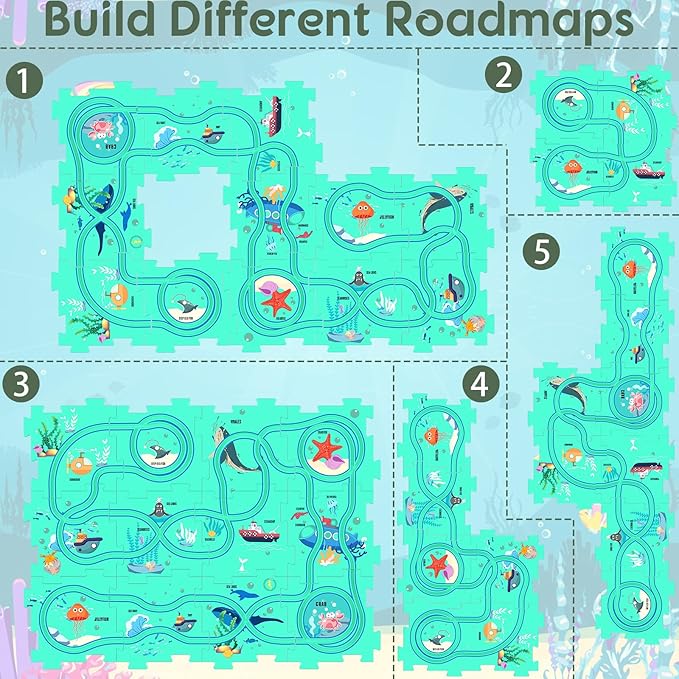 Puzzles and Track Combo, Kids Puzzle Rail Car Play Set, Educational Toys for 3 4 5 6 Year Old Boys Girls, Toddler Montessori Toy Gift