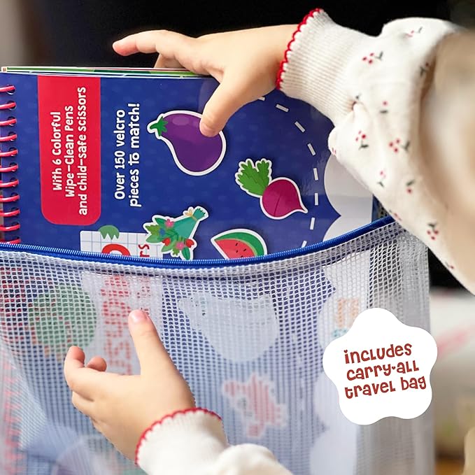 BusyDino - Busy Book for Toddlers 3-5 - Toddler Activity Book with Cutting Activities - Montessori Toys for 3 Year Old - Includes Child-Safe Scissors and Wipe-Clean Markers
