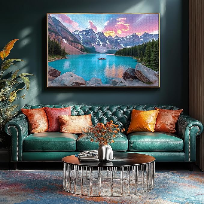 Blueforest Moraine Lake 1000 Piece Puzzle for Adults - Canadian Rockies National Park Jigsaw Puzzle, Challenging Landscape Art Gift with Poster, 27.5x19.7 Inch Wall Decor