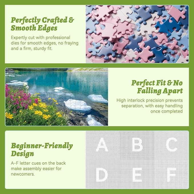 300 Piece Puzzle for Adults– Ice Lake & Wildflower Jigsaw Puzzle – Scenic Nature Puzzle for Relaxation – Great Gift for Adults, Teens & Kids – Fun & Soothing Art – 20.5 x 15 in