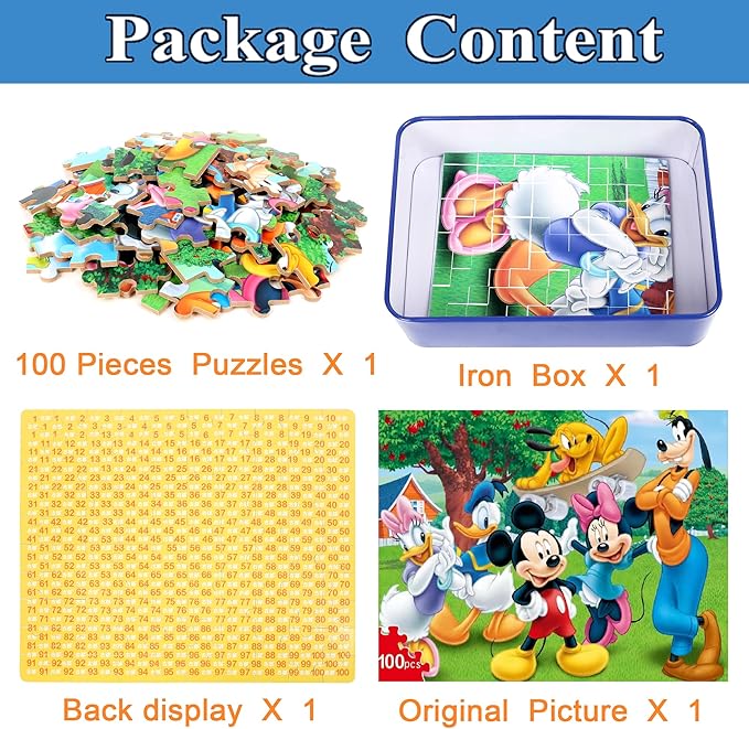 Puzzles for Kids Ages 4-8 100 Pieces Jigsaw Puzzles for Boys and Girls Educational Learning Puzzles in Metal Box