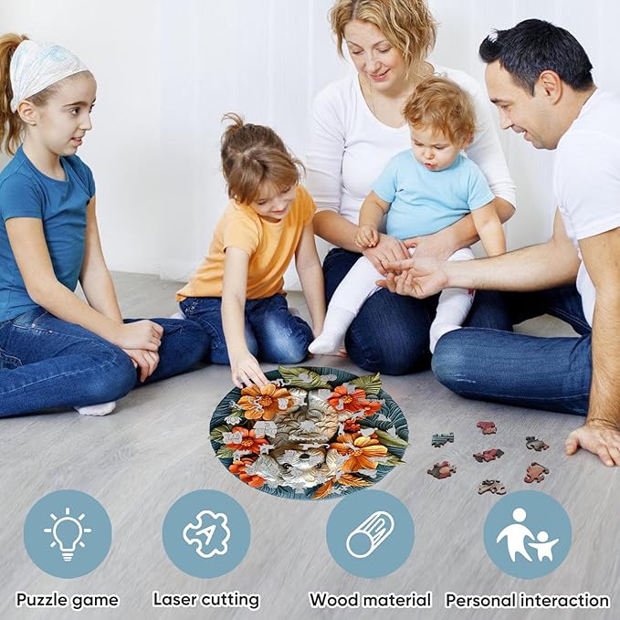 Wooden Puzzle for Adults - 3D Vision Effect White Dog Wooden Puzzle 200 Pcs Unique Shape Advanced Wooden Jigsaw Puzzle, Wood Puzzles, Challenge Wooden Jigsaw Puzzle(11.1 x 11.2 in)