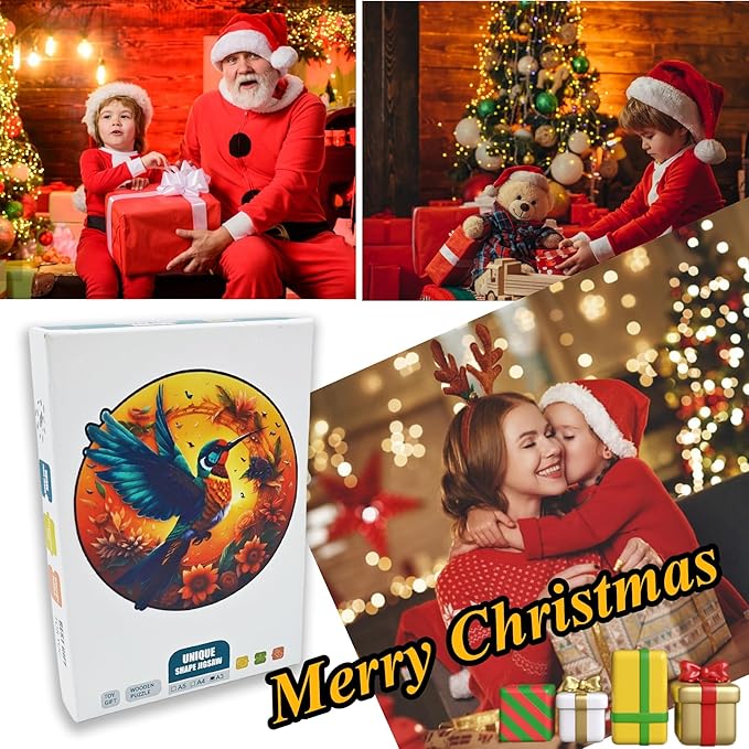 Wooden Puzzles for Adults,Hummingbird Jigsaw Bird Animals Shaped Magic Puzzle Pieces Best Gift for Adults,Can be Used as a Cool Mouse Pad,241pcs,(13.38 * 13.38 inches)