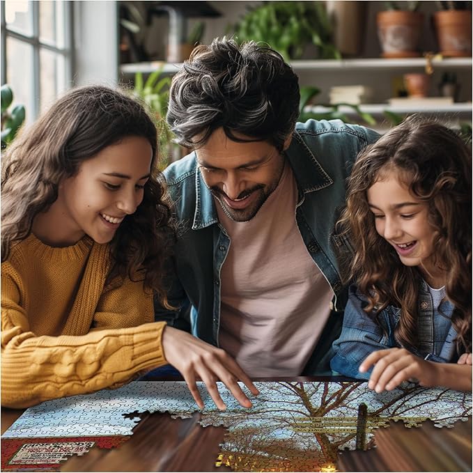 White Mountain 1000 Piece Jigsaw Puzzle Winter Christmas Holiday Puzzles for Adults and Kids 24"x30" Large Pieces - Main Street Christmas