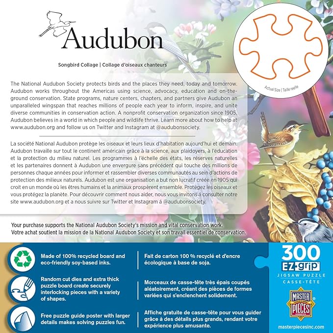 MasterPieces Audubon - Singbird Collage 300pc Ezgrip Puzzle