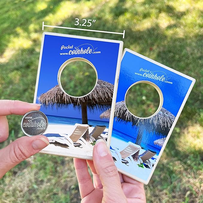 Coinhole Desktop Coin Bouncing Party Game Set | Tabletop Cornhole Board Game | Small Cornhole Travel Game Includes Coins