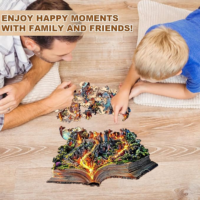 WOODBESTS Wooden Puzzles for Adults-Epic Tale, 180 Pieces Wood Puzzle (M-11.4 * 11.1in), Premium Art Shape Wooden Animal Jigsaw Puzzles, for Men/Women & Family Game Night