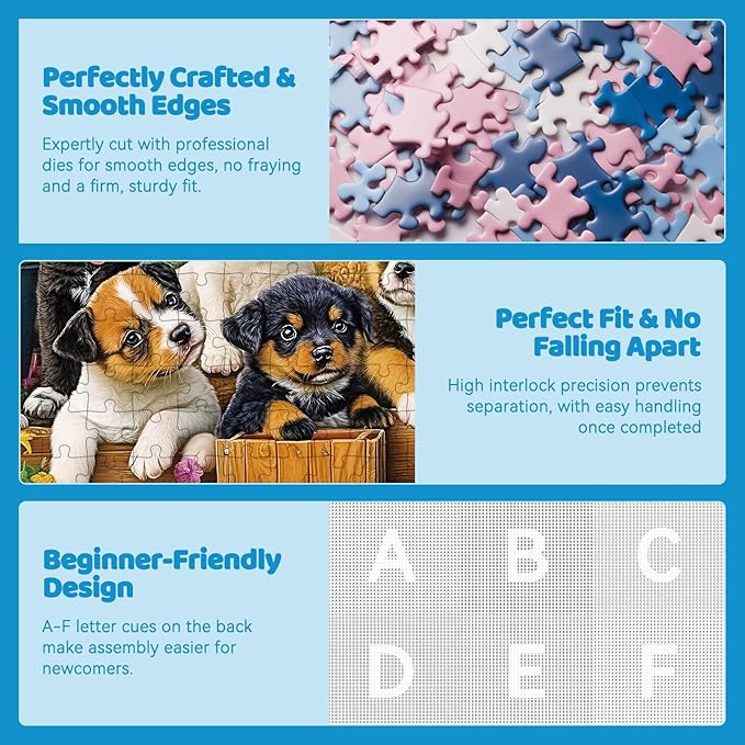 300 Piece Jigsaw Puzzle for Adults – Cute Dogs & Blossoms Artwork, Premium Puzzle for Dog Lovers, Fun Challenge & Home Decor (20.5" × 15")