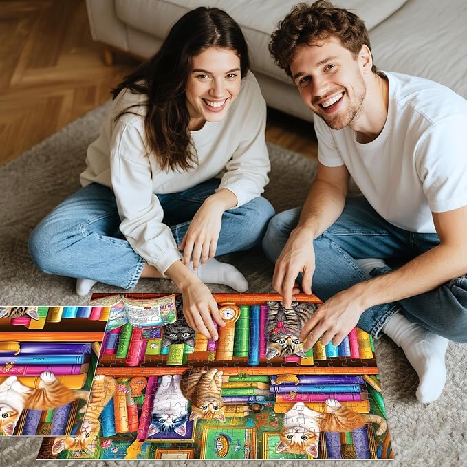 300 Piece Puzzles for Adults,Jigsaw Puzzles 300 Pieces Cat Aniamls Puzzle 300 Pieces Adult Jigsaw Puzzle Games Funny Puzzles for Adult Kids Senior Challenging Family Games Gift Toy